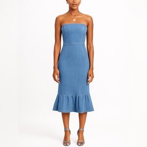 Fashion Nova Strapless Light Denim Midi Dress – Size 2X